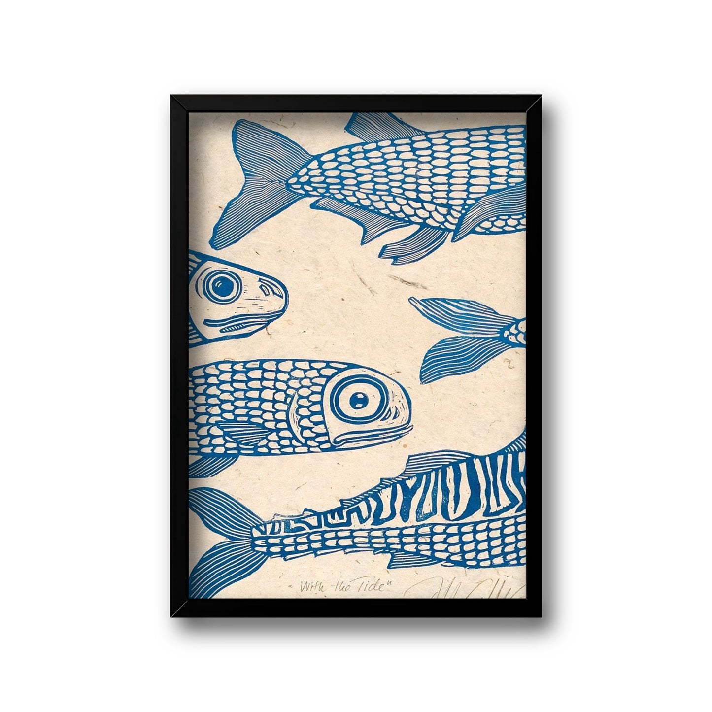 Blue fish wall art collection set
