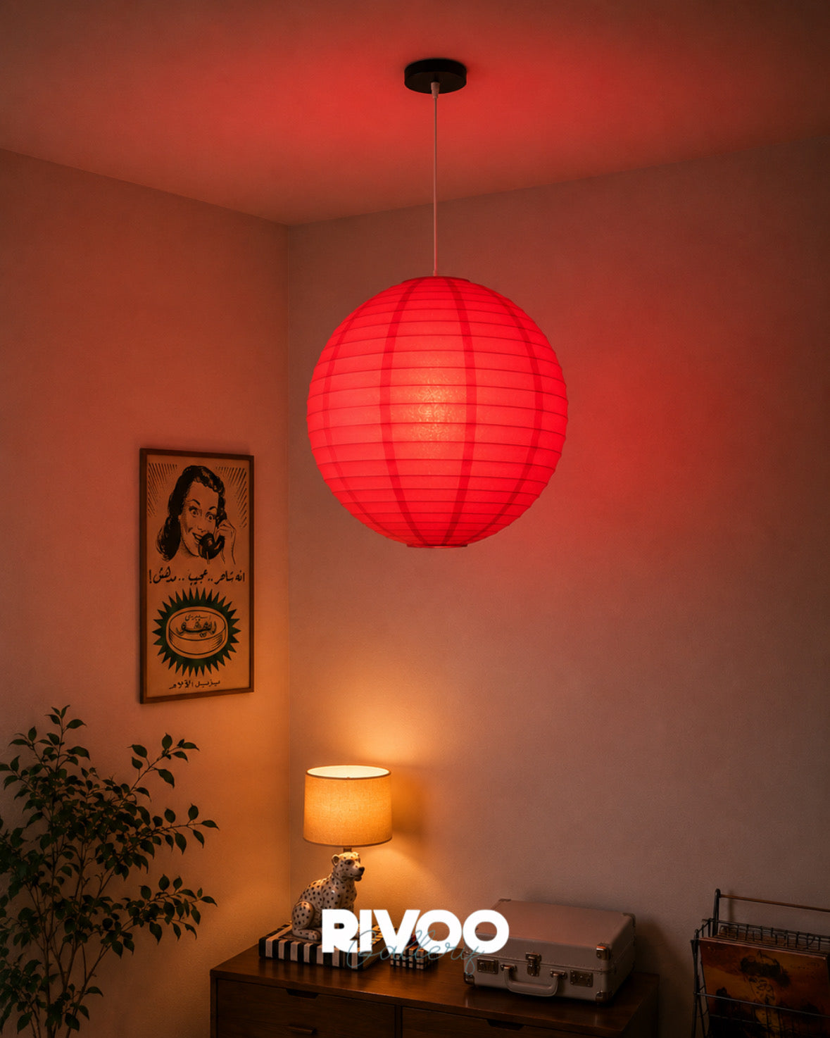 Paper Lampshade Red Lamp