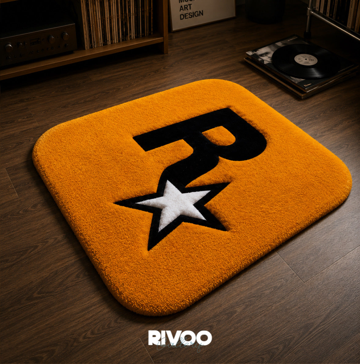 Orange Star Tufted Rug